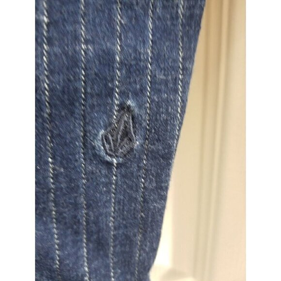 Volcom Pinstriped Button Fly Jeans Size 28 Skinny High Rise - Picture 3 of 8